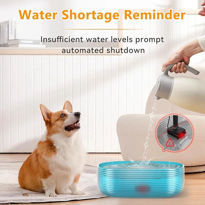 JMICOW 10L/2.6Gal/338oz Dog Water Fountain for Large Dogs, Dog Fountain Water Bowl, Pet Water Fountain with 5 Replacement Filters and 4 Cleaning Brushes (Blue)