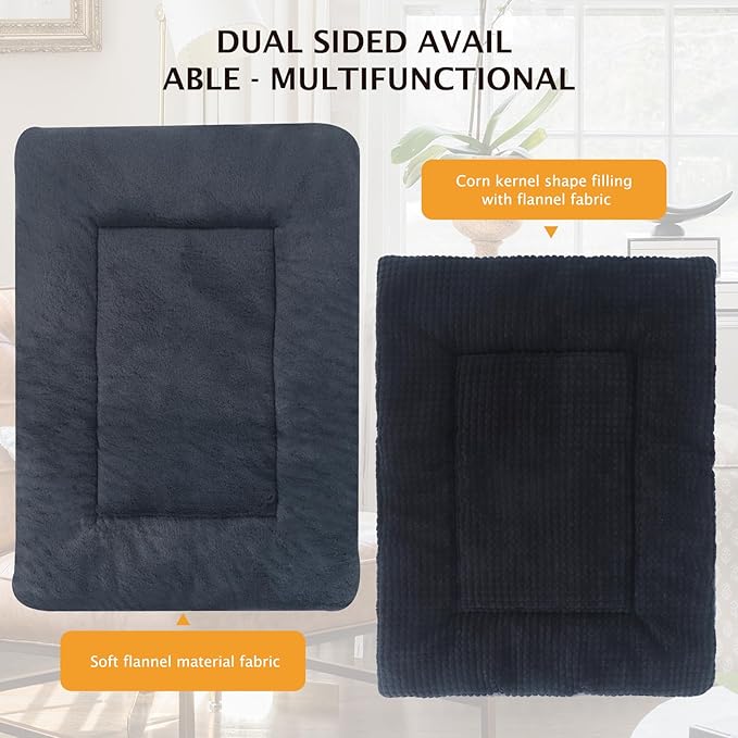 Reversible Dog Bed Mat with Plush and Corn Velvet,Soft Warm Pet Cushion, Dual Purpose Washable Sleeping Mattress Bed for Small Medium Large Dog and Cat XB004 (18 * 13", Dark Grey)