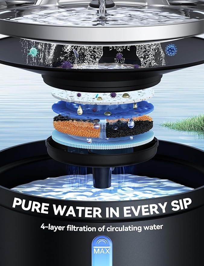 Wireless Cat Water Fountain [Water & Battery Separation] FEELNEEDY 4000mAh Battery Operated Cat Fountain, Cordless Pet Fountain with Motion Sensor for Cats Dogs-3.5L/118oz