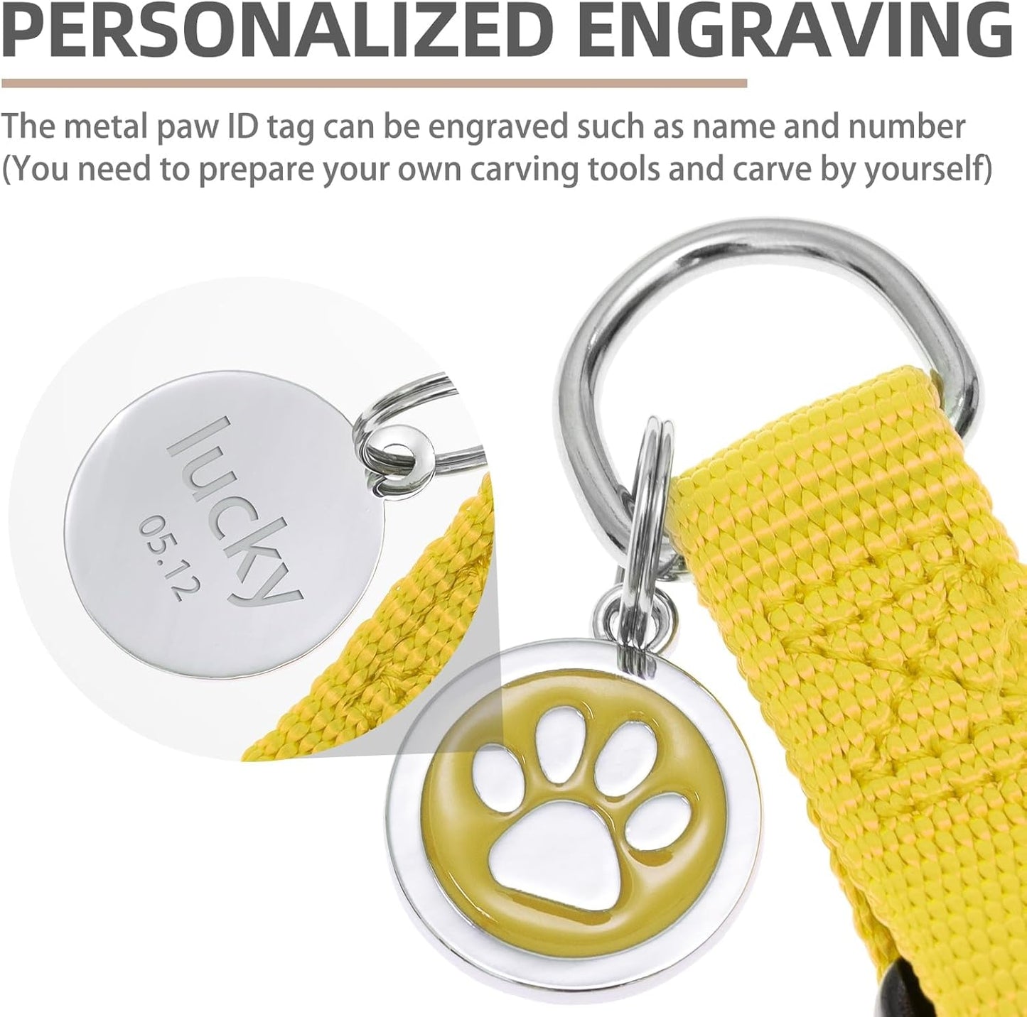 PUPTECK No Pull Dog Harness Soft Adjustable Basic Nylon Step in Puppy Vest Outdoor Walking with ID Tag, Yellow, XS