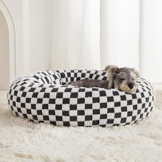 BFPETHOME Donut Dog Bed for Small Dogs, Round Cat Beds for Indoor Cats, Calming Pet Bed for Puppy and Kitty with Non-Slip Bottom, Cute Fancy Dog Bed Machine Washable Puppy Bed