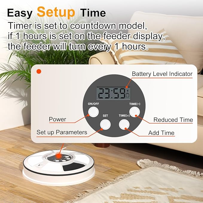 Automatic Cat Feeder, 6 Meal Timed Pet Dispenser Easily Programmable &Easy to Clean, Auto Feeder for Cats/Small Dogs(Black)