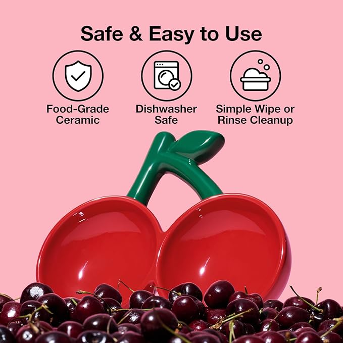 VETRESKA Ceramic Pet Bowl Tilted Design Pet Feeder for Food and Water Anti Vomit Cat Bowls for Indoor Cats Cute Cherry Cat Bowl Dishwasher Safe