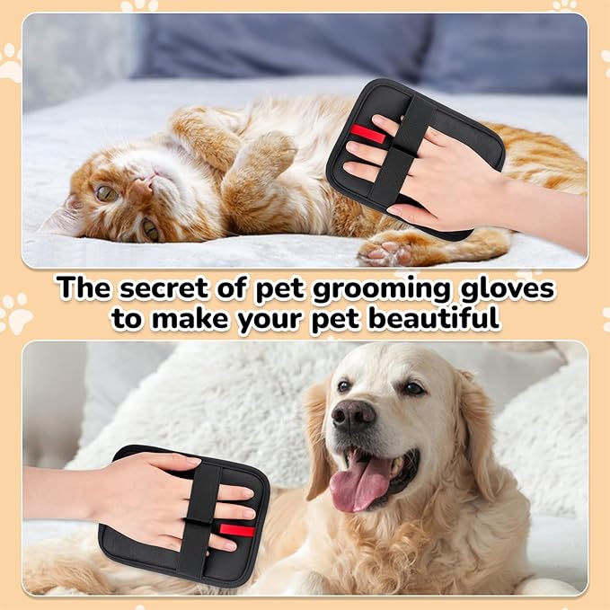 Pet Hair Remover, electrostatic pet Hair Removal Gloves, cat and Dog pet Hair Removal Tools, Suitable for Bed Sheets, Blankets, Clothes, Sofas, Multi-Functional Beauty Gloves -2 Piece