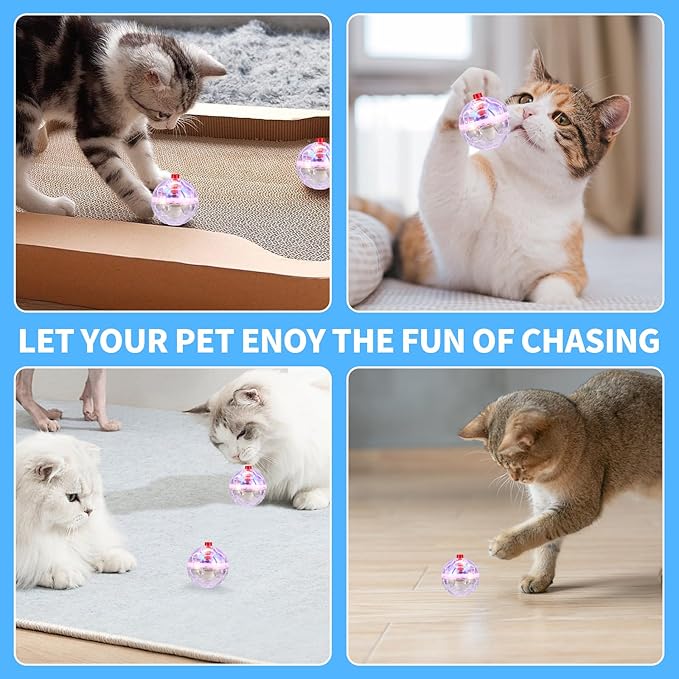 24 Piece Light Up Cat Balls Ghost Hunting Equipment, Indoor Motion-Activated Magic Cat Ball, Plastic Glowing Pet Toys
