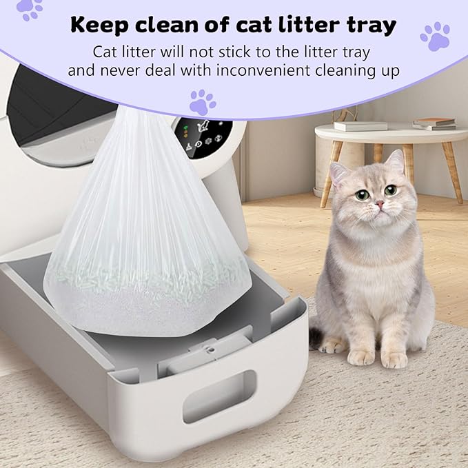 60 Count 26" x 11.8" Cat Litter Box Liners for Fsitego and Fumoi Self Cleaning Litter Box, Extra Thick Heavy Duty Cat Litter Bags Replacement