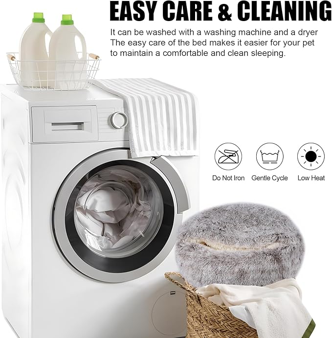 Cat Beds for Indoor Cats,Cat Cave for Puppy and Kitty,Calming Small Dog Bed for Small Dogs with Cover Cave,Cozy Warming Fluffy Washable Anti-Slip Pet Sleeping Bag(24 * 24inch,Khaki)