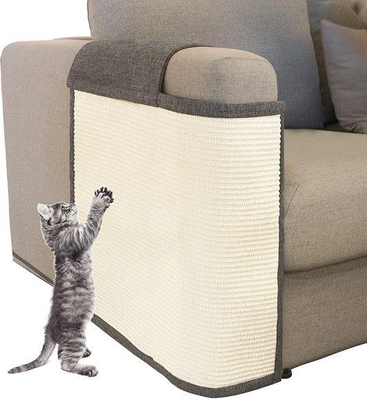 Cat Scratch Sofa Protector,Cat Scratching Couch Protector with 19.7''L*23.6''W Natural Sisal for Protecting Couch Sofa Chair (Dark Grey/Right Hand)