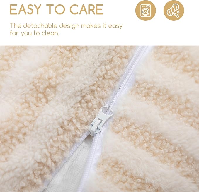 Hollypet Cat Bed Fluffy Plush Mutifuctional Double-Layer Soft Pet Couch Orthopedic Sofa Nest Beds for Small Cats and Dogs, Beige (25x20x13 inch)