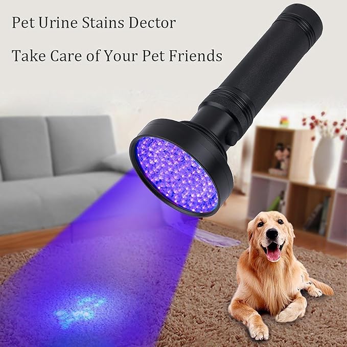 UV Flashlight Black Light, 100 LED Black Flash Light for Dog/Cat Pet Urine Detection, Scorpions Finder