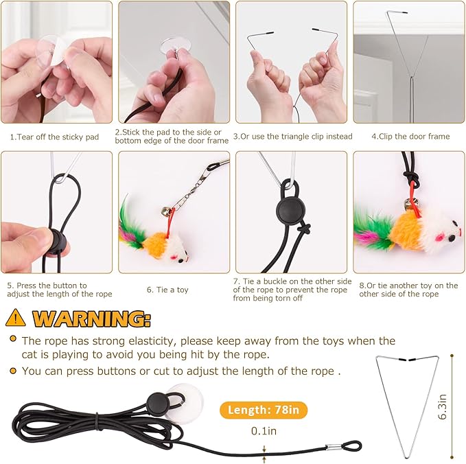 Cat Toys Wand, Interactive Cat Toy with Super Suction Cup Sticky Detachable 12 PCS Feather Replacements 2 Wands Cat Spring Feather Toys for Indoor Cats Kitten Toys (9 Toys Double Headed)