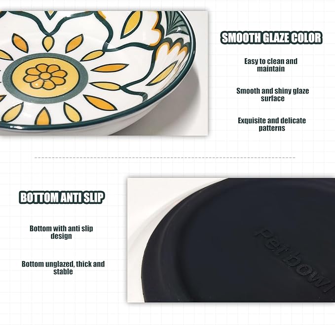 3Pcs Ceramic Cat Food Bowls, 5.5 Inches with Nonslip Silicone Bottom, Anti Whisker Fatigue Plates for Indoor Kittens, Wide Shallow Dishes for Dry and Wet Food