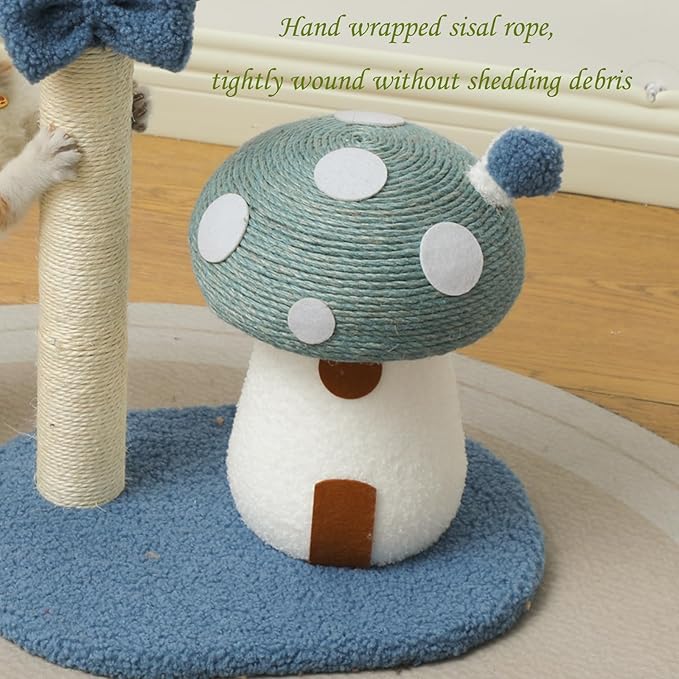 Doggie&Kittie Cat Scratching Post Cute Kitten Scratching Board Kitty Toys Mushroom Lollipop Cat Scratcher Furniture Cat Climber Climbing Tower for Indoor Cats Sisal Material (Red)
