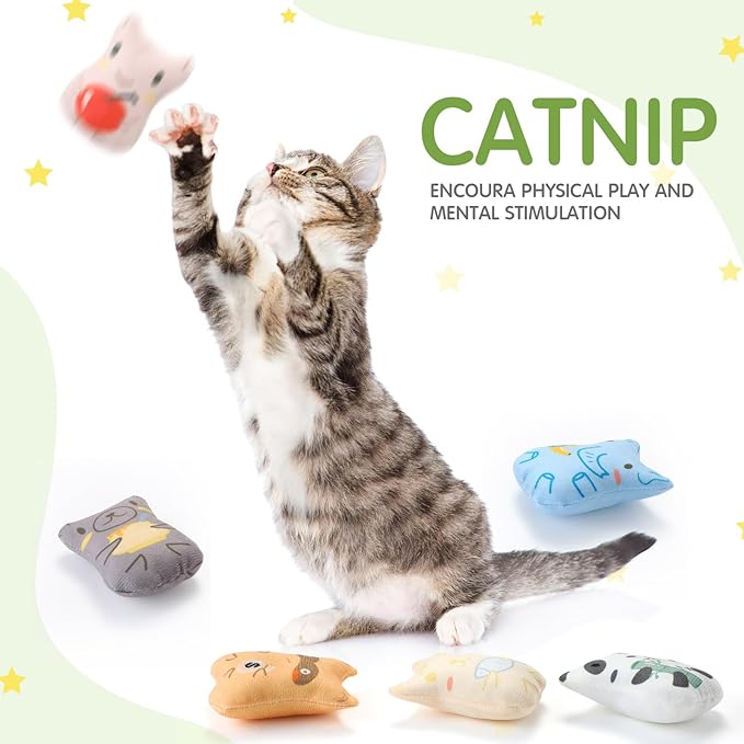 Gejoy 20 Pieces Catnip Toys for Indoor Cat Plush Cat Chew Toys Kitten Catnip Kitten Entertaining Interactive Dolls (Charming)