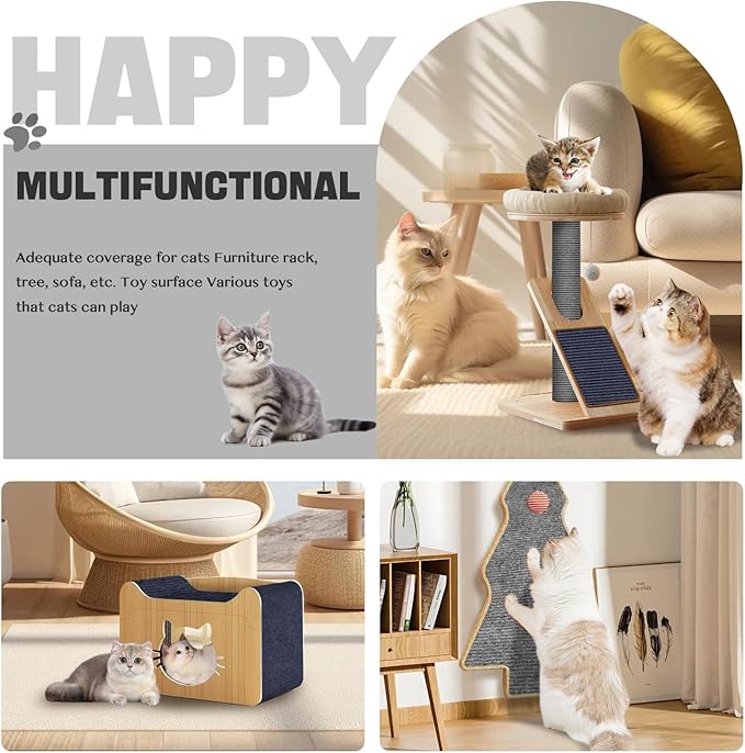 Cat Scratch Couch Protector 78.7"x15.8" – Self-Adhesive Furniture Protector from Cat Scratching, DIY Couch & Wall Shield, Trimmable Anti Scratch Mat for Indoor Sofa Bed Carpet，Navy