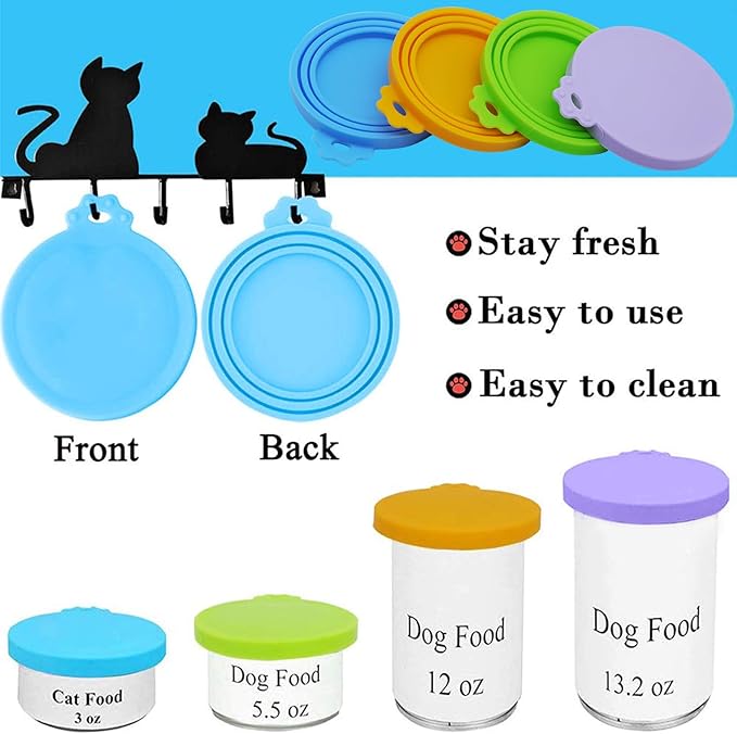 Food Can Covers/4 Pack/Universal BPA Free Silicone Dog Cat Food Can Lids for Dog and Cat Food/Fits All Standard Size Dog and Cat Can Tops for Pet Food Storage(Mix Color2)