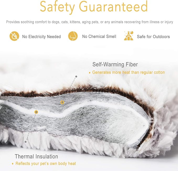 Self Heating Cat Pad Self Warming Bed 27.5" x 18.5" Thermal Cat Mat Extra Warm Pet Mat for Outdoor and Indoor Large Kittens Small Puppy Pets