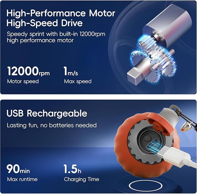 Interactive Cat Toy Ball | Automatic Moving, Mouse Tail Design and Mouse-Shaped Pendant | Rechargeable 3-Mode Rolling Toy for Indoor Kittens & Adult Cats