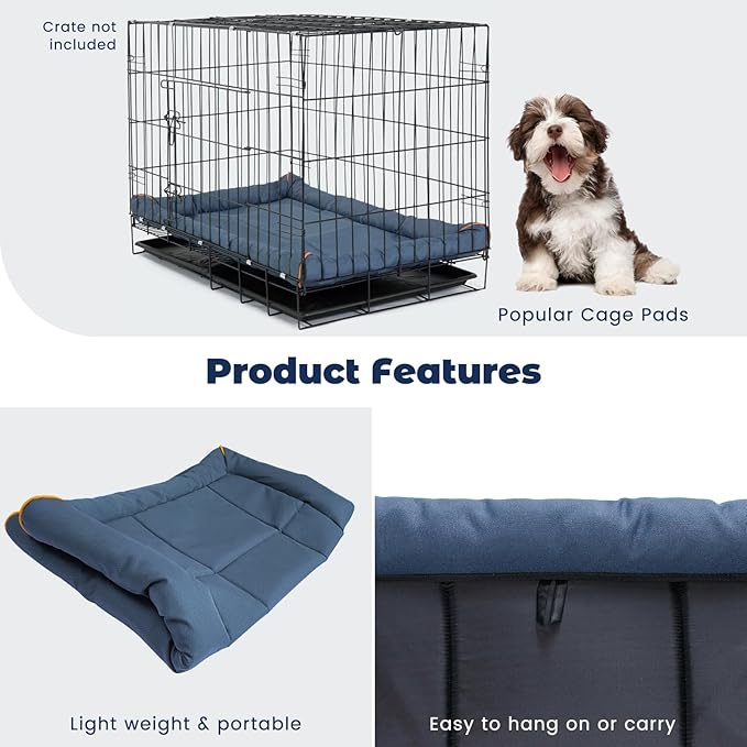 Miguel Oxford 900D Outdoor Waterproof Dog Bed for Metal Dog Crates Water-Resistant All Weather Pet Mat Durable Easy Wipe Clean Travel Indoor Outdoor Puppy Cat Crate Bed 30inch, Blue