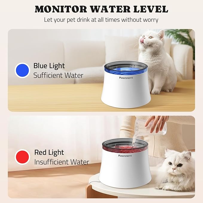 Cat Water Fountain with Vortex Filtration Design, 3.5L/123oz Water Dispenser for Large Medium Cats & Small Dogs, Automatic No Spill Cat Water Bowl with Deep Drinking Area and Ultra-Quiet Pump