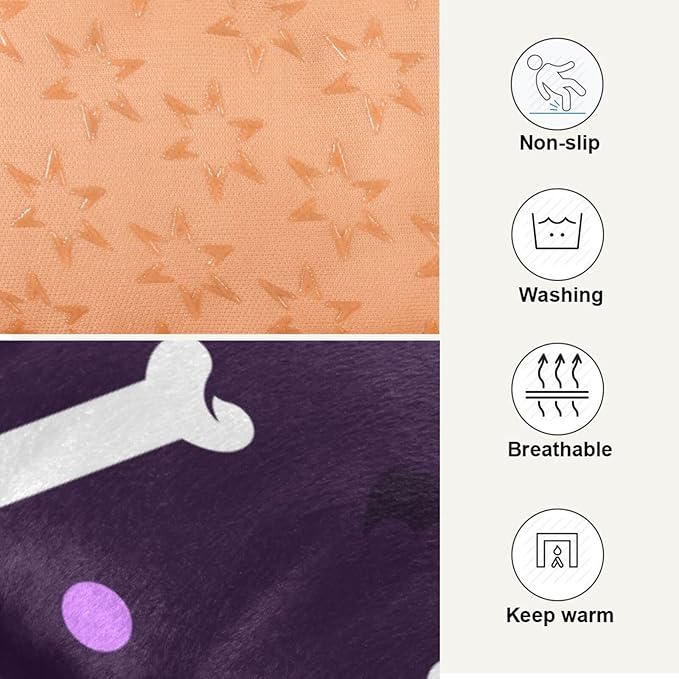 Halloween Cat Skull Pet Bed Cute Dog Bed Mat Absorbing Non Slip Pad Pet Sleeping Mat for Small, Medium, and Large Dogs Puppy Cat 24 in x 18 in