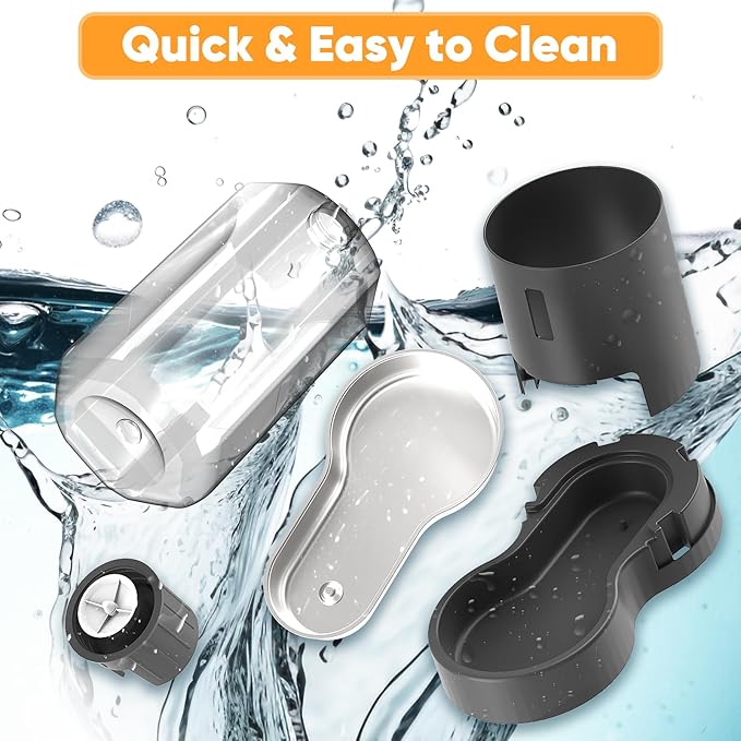 7L Automatic Dog Water Dispenser Bowl, Gravity Pet Water Dispenser with Stainless Steel Bowl, No Spilling Large Capacity Water Feeder for Dogs Cats (7L Without Filter Black)