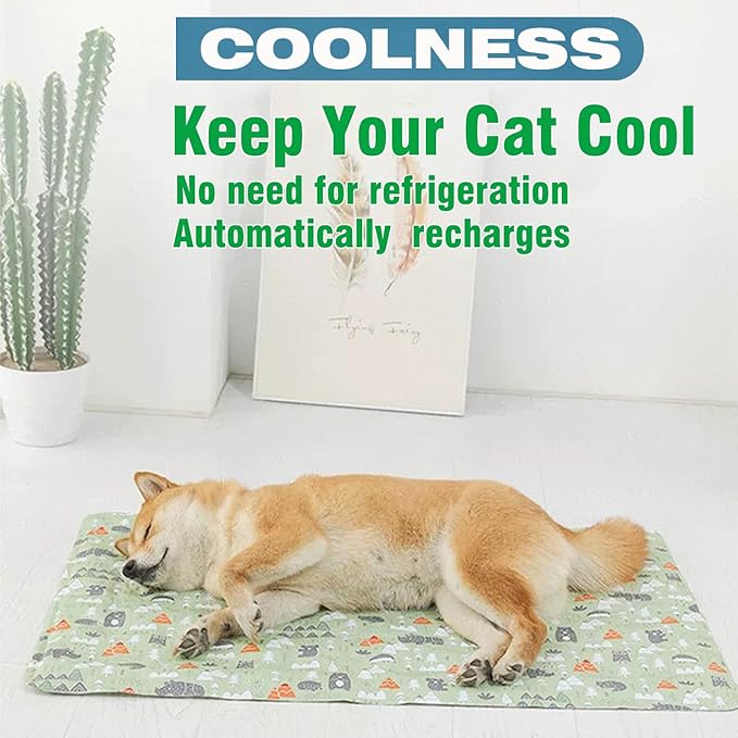 Dog Cooling Mat, Pet Self-Cooling Mat Pad Bed for Dogs Cats and Rabbits Easy Washable Summer Cool Down Comfortable Mat for Pet (Small Forest)