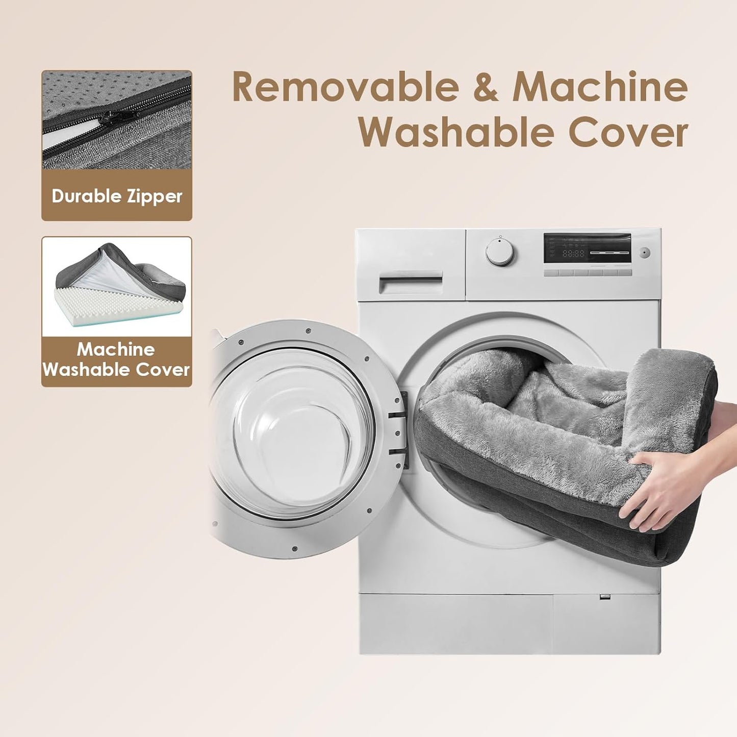 EHEYCIGA Memory Foam XL Dog Bed for XLarge Sized, Extra Large Orthopedic Dog Sofa with Sides and Waterproof Liner, Washable Bolster Pet Bed Couch with Removable Cover, 42x30x7.5 Inch, Grey