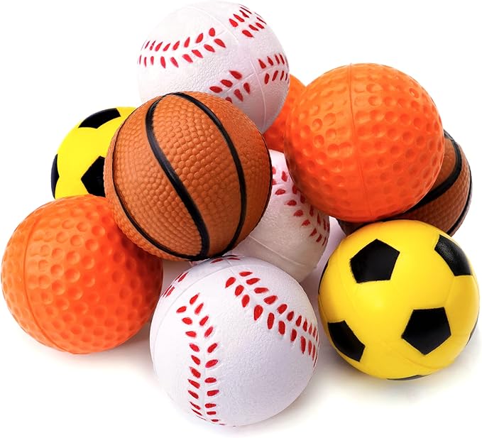 CHIWAVA 12 Pack 1.6 Inch Soft Rubber Foam Cat Toy Ball Sponge Sport Balls Kitten Interactive Toy Assorted Color