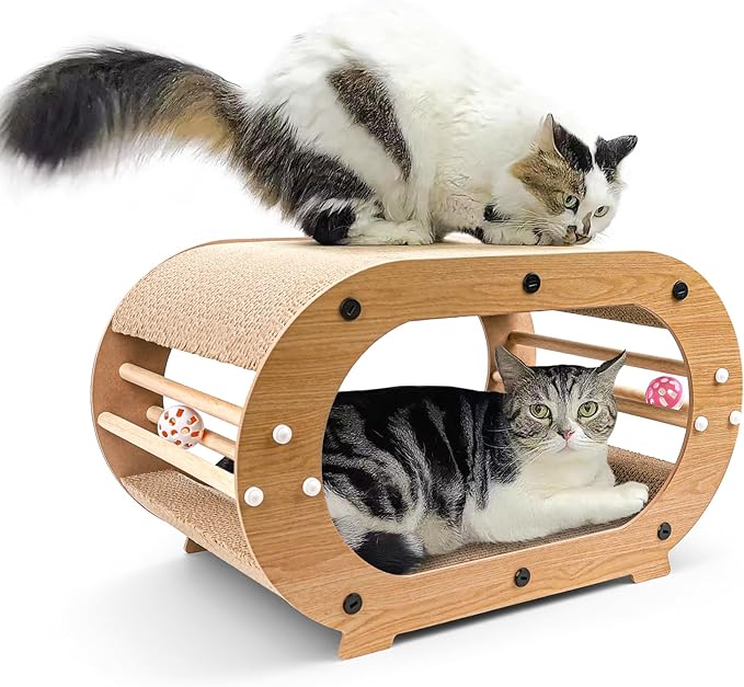 Large Cat Scratcher Bed with Ball Toy - Cat Scratching Cardboard,100% Recycled Paper Cat Scratchers for Indoor Cats and Kitten, Chemical-Free Materials Cat Scratcher Lounge - Cat Scratch Pad