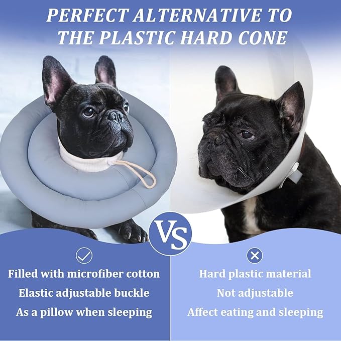 IDOMIK Dog Recovery Collar, Waterproof Soft Dog Cone After Surgery, Comfy Protective Elizabethan Collar Alternative for Dogs Cats, Adjustable Pet Neck Donut Cone Anti-Licking Biting Wounds,Blue,2XL