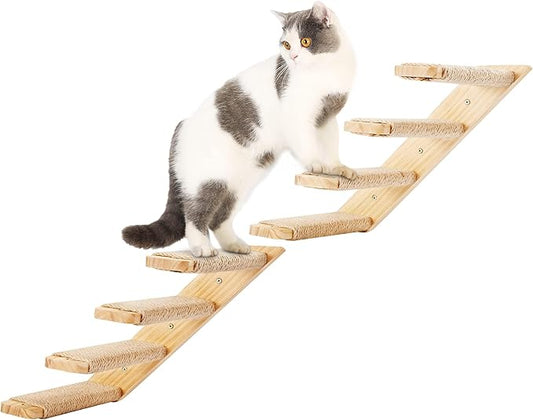 Cat Climbing Shelves Wall Mounted 2PCS Four Steps Reversible Left & Right Direction, Cat Shelf Stairway for Wall with Jute Scratching Ladder Shelves Pet Furniture for Perch Sleeping
