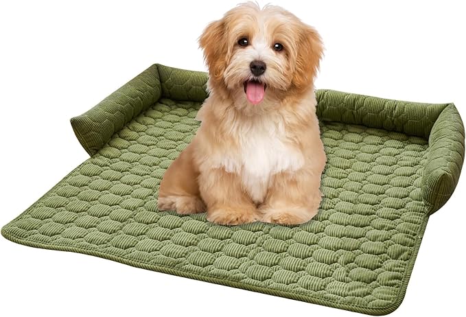 Dog Bed Mat - Washable Pet Furniture Protector with Anti-Slip Bottom for Small Dogs and Cat(Green)