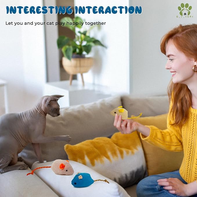 Cat Mice Toy 6-Pack Plush -Filled Mice Toys for Indoor Cats - Realistic Design