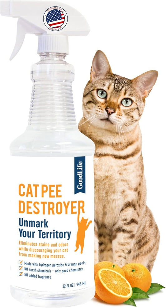 Cat Pee Destroyer - Cat Urination Stain & Urine Odor Eliminator for Home - Cat Deodorizer for Litter Box, Carpet, Mattress, Couches, Furniture, & Floors (CPD 32)