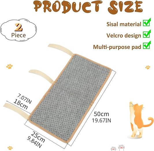 JanYoo 2 Pieces Cat Scratcher Mat for Table Leg Sisal Cat Scratching Pad Scratch Mat for Cat Scratch Pad Rug 19.69 × 9.84 in(Beige)