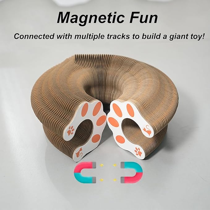 Kitty Kurlz Cat Toy,Magic Organ Cat Toys,Magic Organ Cats Scratcher Board,Foldable Recyclable Accordion Toys with Ball for Cats Indoor(1pc)