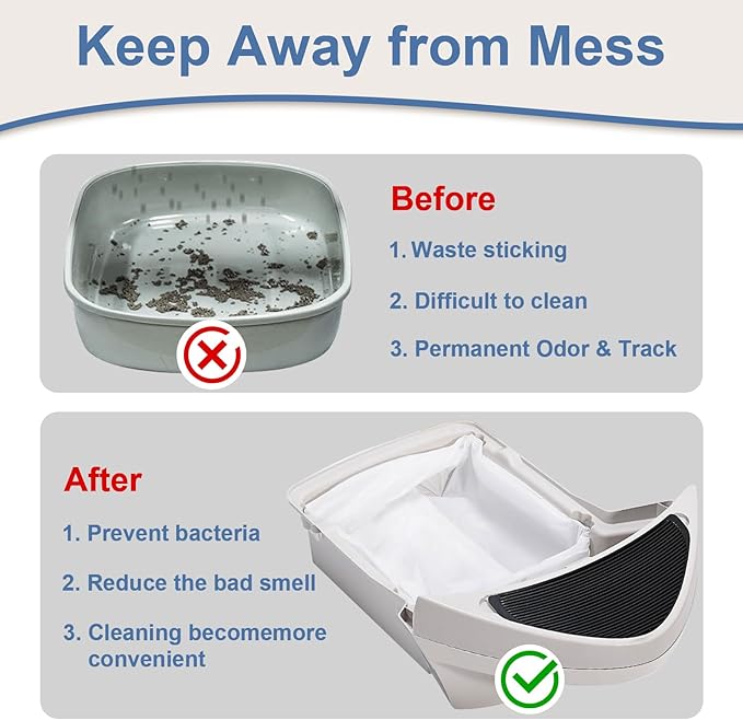 Cat Litter Box Liners and Bags for Automatic Cat Litter Boxes,Waterproof Easy Cleanup,Heavy Duty,Unscented,Hypoallergenic & Pet-Safe (White)