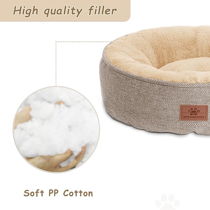 Cat Beds for Indoor Cats, Dog Bed for Small Dogs Breeds, Soft Kennel Bed, Comfy Durable Pet Sleeping Bed, Washable Roun Cat Bed & Non-Slip Bottom, Size 20" L x 20" W x 7" Th