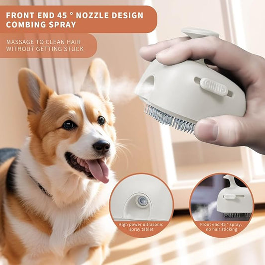 Cat Steam Brush for Shedding, 4 in 1 Rechargeable Steam Brush for Cats and Dogs, Anti-Static, Massage, Cleaning, Shedding & Combing All In One!