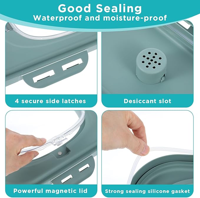 Collapsible Cat Litter Storage Bin Container with Airtight Lids, Portable Cat Litter Storage Container with Wheels, Kitchen Cereal Rice Leakproof Sealable