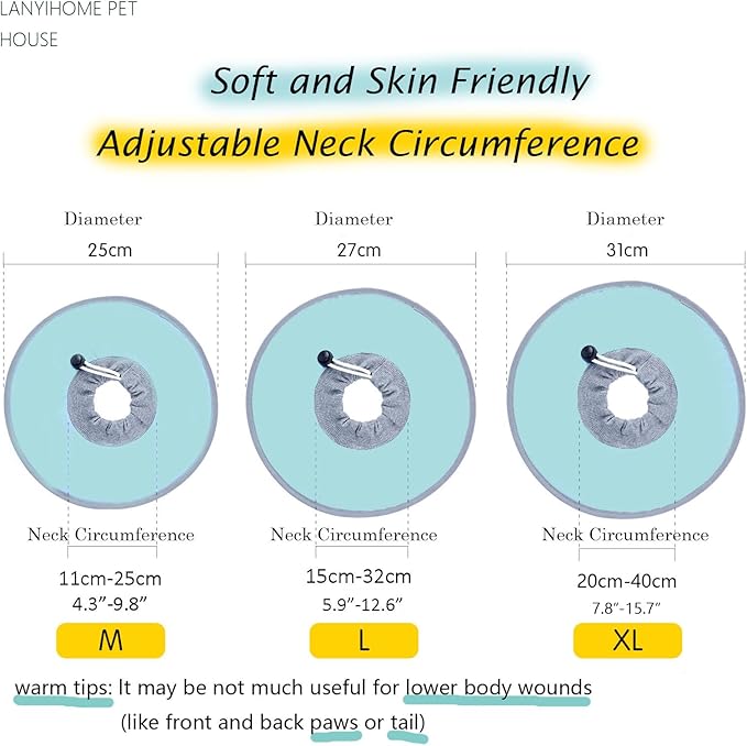 Ultra-Light Cat Recovery Collar - Waterproof Neck Cones After Surgery, Adjustable Flat Elizabethan Collars for Kitten Cats Puppy Rabbits, Mint Green, M Size