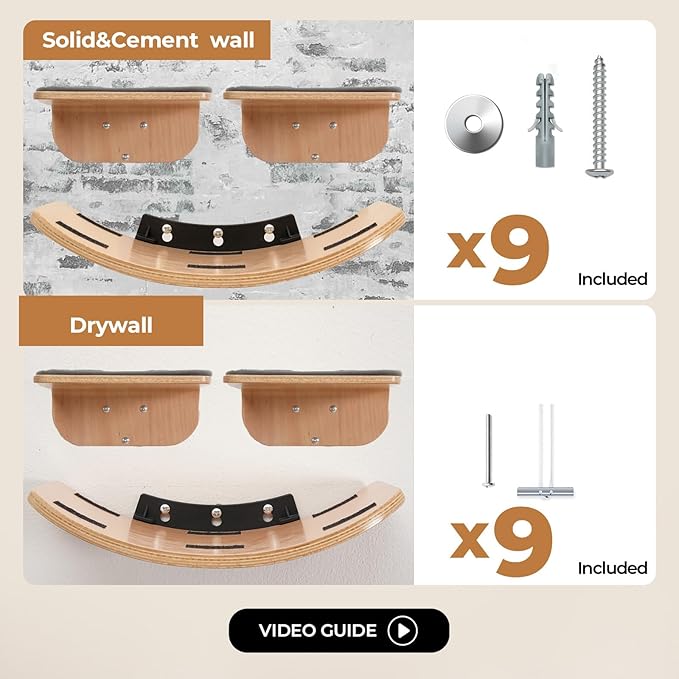 Cat Wall Shelves,Cat Wall Steps and Perch,Stairs,Ladders,Nest,Bed,Modern Wooden Floating Climbing Furniture for Hopping and Sleeping,with Scratching Cushion（Combo）