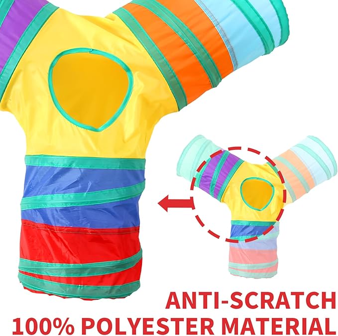 ‌Coolcandy Cat Tunnel & Interactive Cat Toy Indoor, Y-Shape 3-Way Tunnel Toys for Indoor Cats, Collapsible Interactive Peekaboo Cave with Play Ball, for Multi-Way Play & Small Animals