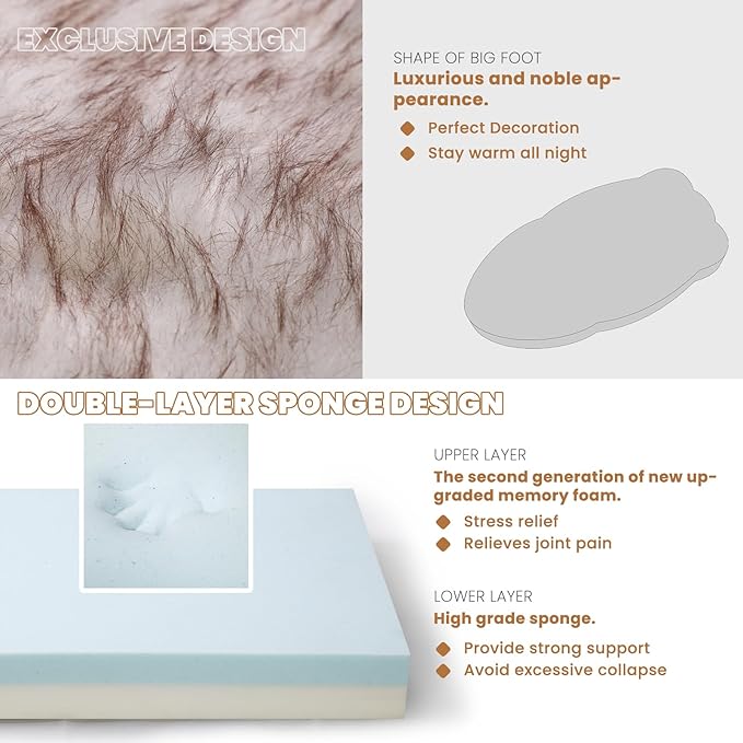 Laifug Luxury Faux Fur Dog Bed, 5-inch Thick Grade Ultra Soft Orthopedic Memory Foam Dog Bed with Faux Fur Cover, Plush Pup Rug with Removable Cover, Waterproof Liner（White）