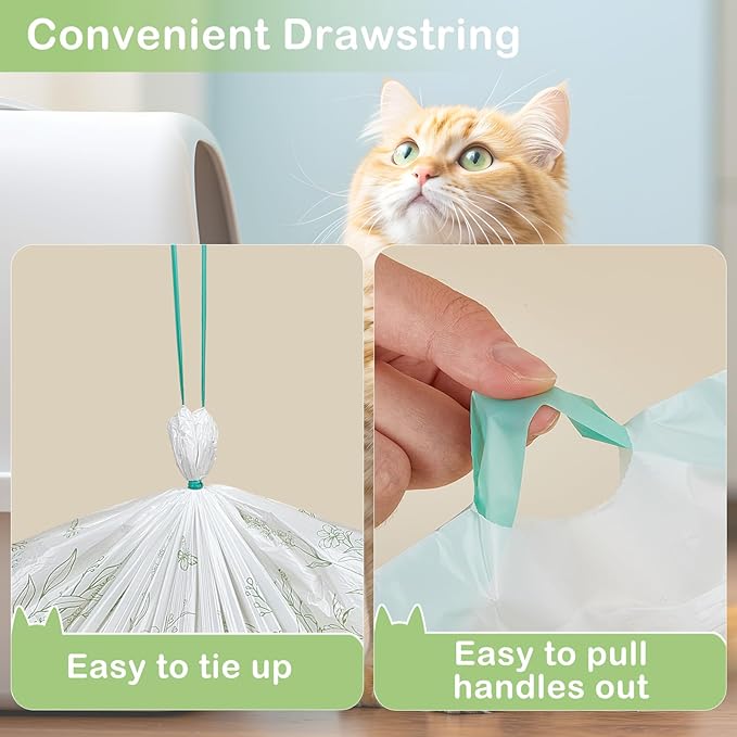 Bienbee Litter Box Liners, 120 Pack 36" x 19" Large Size Cat Litter Bags Extra Thick Cat Box Liners Easy Cleanup Tear Resistant Heavy Duty Cats Litters Pan Liner with Drawstring Pet Cats Supplies