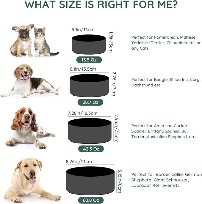 SPUNKYJUNKY 42OZ Ceramic Dog and Cat Bowl, Modern Cute Weighted Food Water Bowl for Replacement Black (2 Pack)