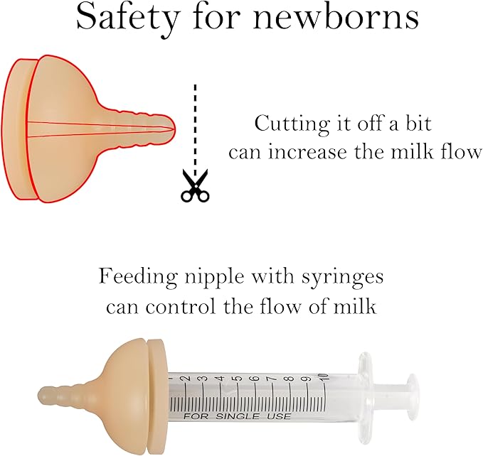 Silicone Feeding Nipple and Syringes for All Breed of Puppies and Other Animals Dongdong pet (4 Size Nipple+6 Syringes)