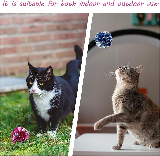 30 Pcs Cat Crinkle Balls Toy 2.36 Inch Interactive Crinkle Balls for Cats, Colorful Chew and Chase Training Activity Cat Toys for Indoor Kittens to Keep Fit Active