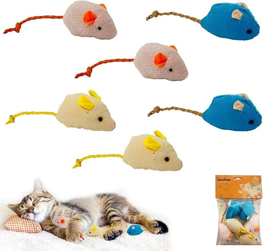 Cat Mice Toy 6-Pack Plush -Filled Mice Toys for Indoor Cats - Realistic Design